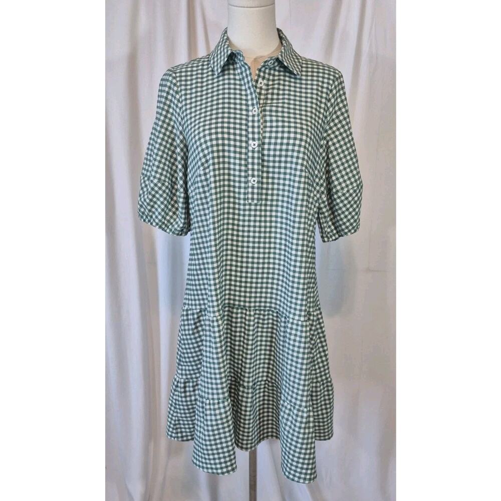 Pearl Lela Rose Green White Checkered Mini Dress New XS